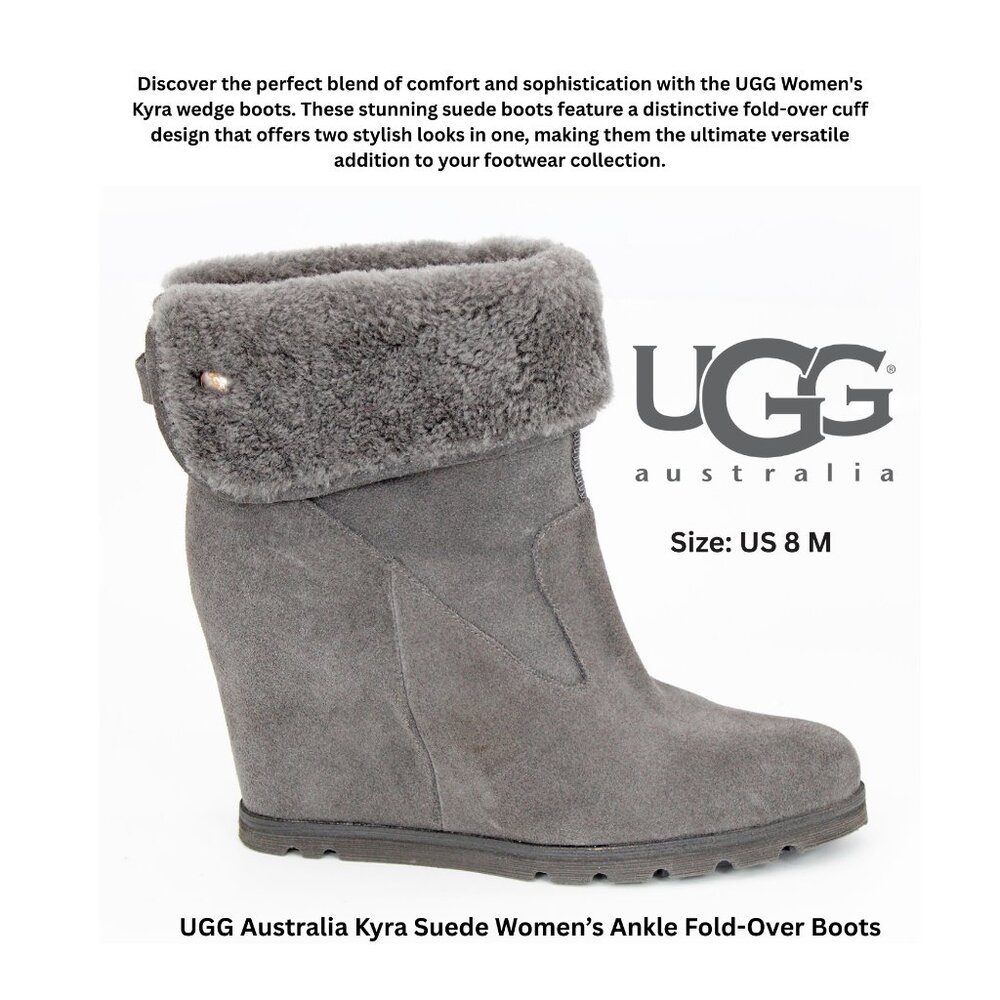 UGG Australia Kyra Suede Women’s Ankle Fold-Over Boots: Size 8 M